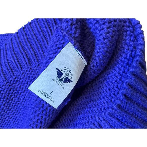 Vintage 90s Dockers Purple Heavy Knit Sweater Embossed Logo Oversized USA Large - Picture 7 of 8